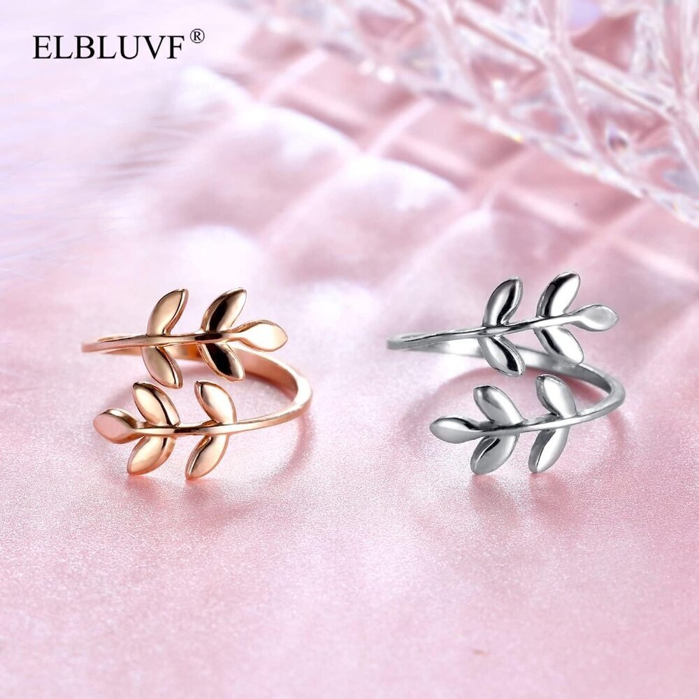 18k Stainless Steel Silver Gold Rose Gold Plated Leaves Leaf Laurel Adjustable B - Picture 7 of 9